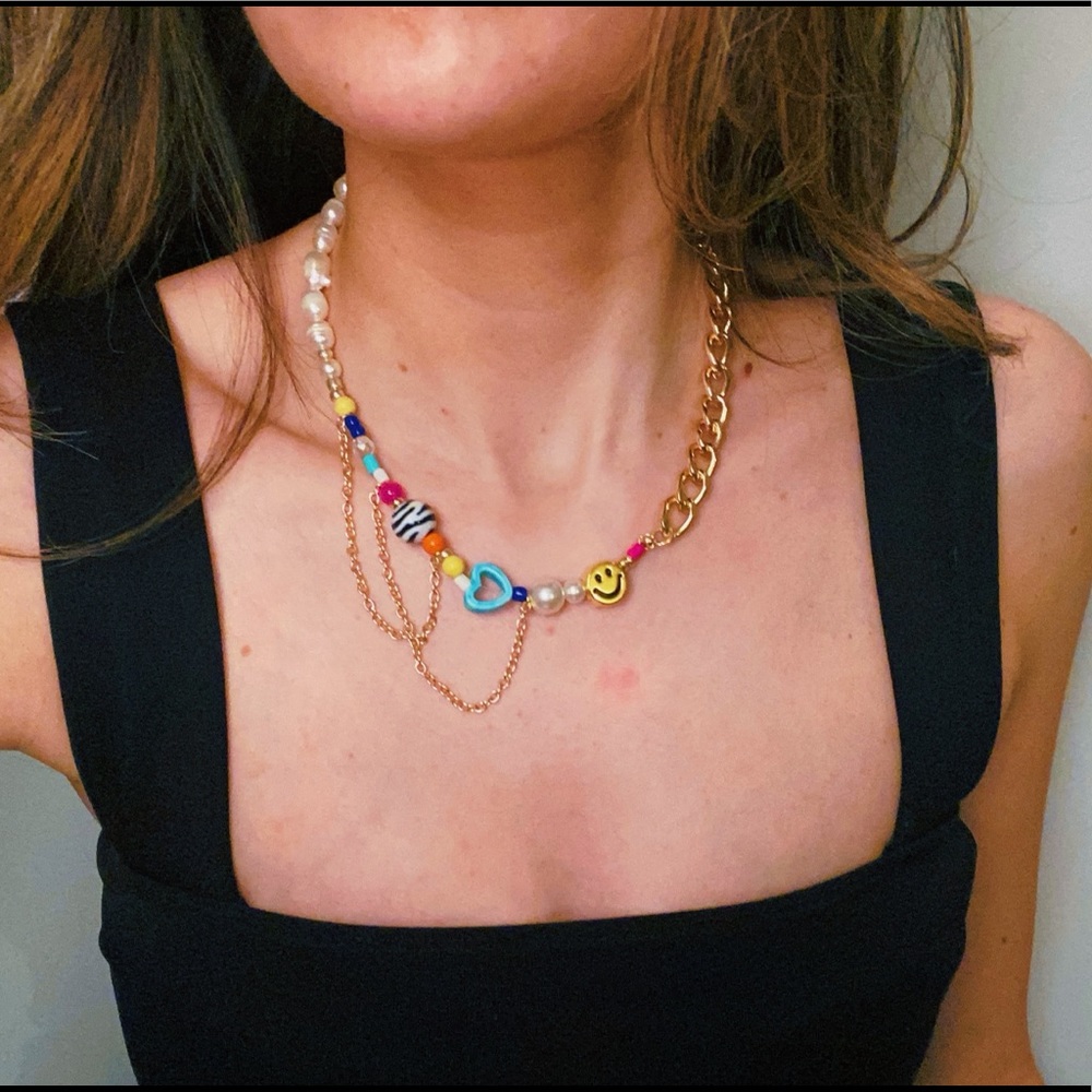 Handmade Multicolor Beaded Pearl Necklace